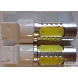 Сверхяркий светодиод T20 (7440 W21W) 7.5W High Power одноконтактный в ДХО, габаритный свет, стоп-сигналы
